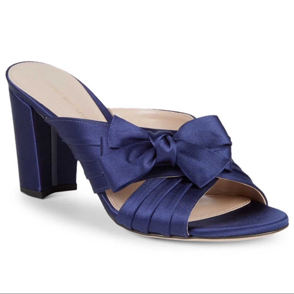 Stuart Weitzman Bow Block Heel Sandals - Picture 1 of 8